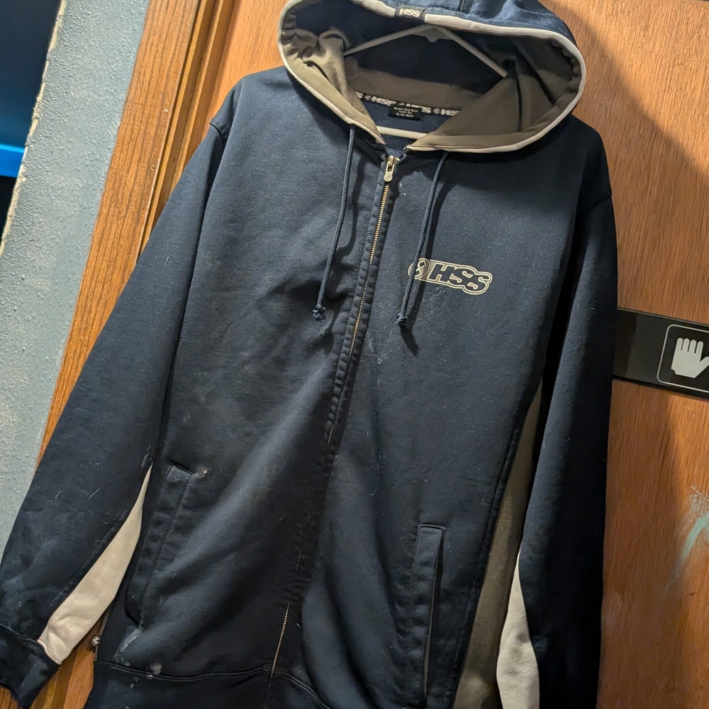 Blue and Silver Sweatshirt with Hood and Zip